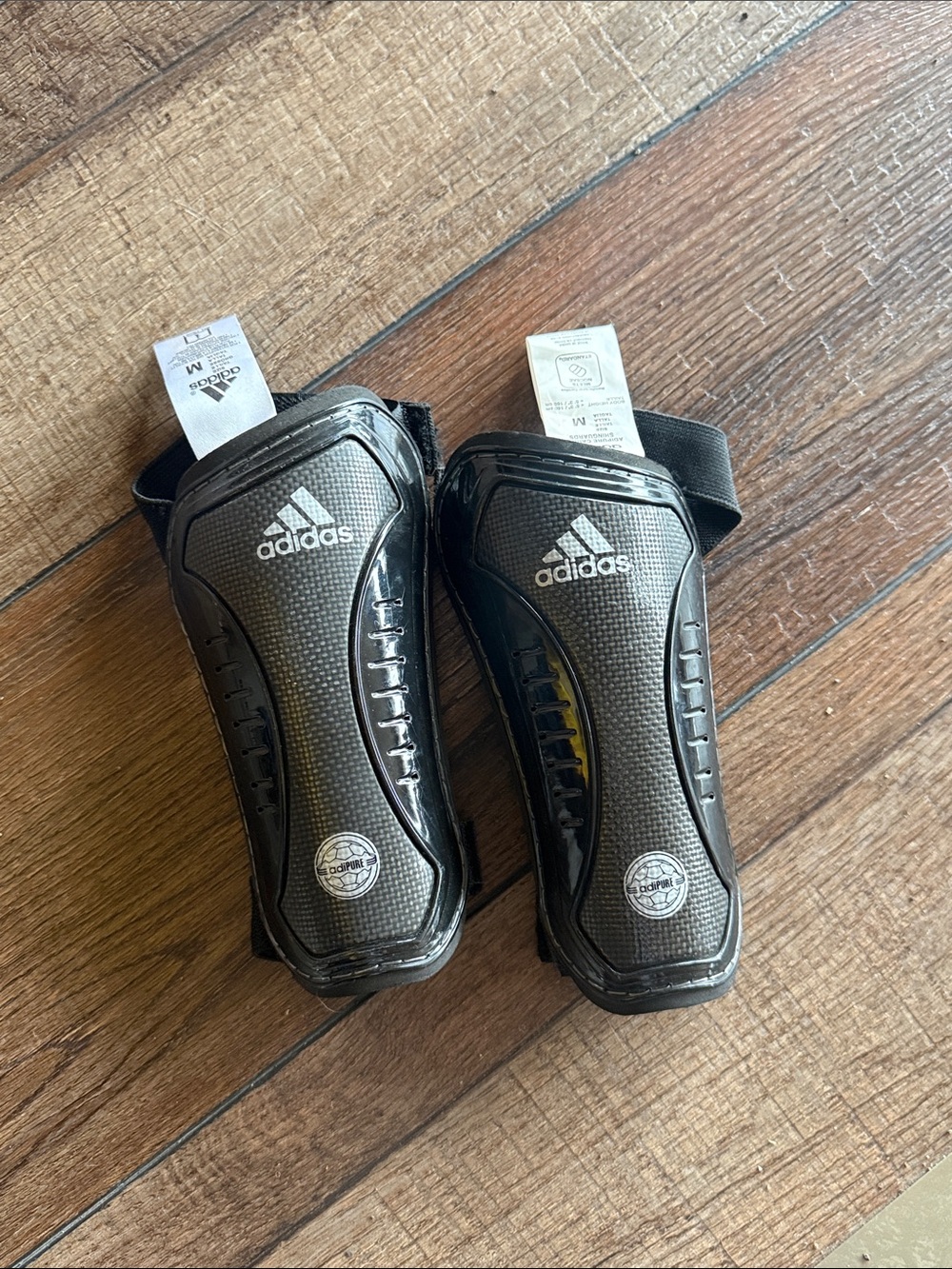 adidas Black Men's Soccer Shin Guards with Straps
